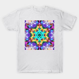 Retro Mandala Blue Purple and Yellow T-Shirt